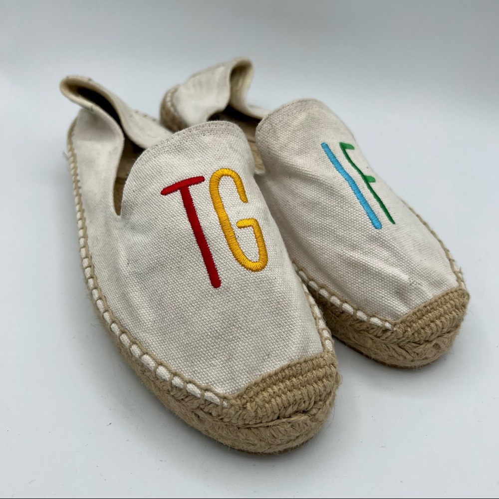 Anthropologie ASHKAHN Soludos TGIF Embroidered Espadrille Shoes Flats 9.5 EUC‎
